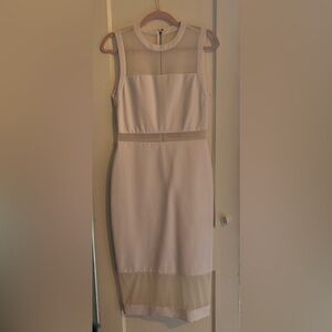 alice+olivia Sleeveless White Mesh-Panel Sheath Dress Fitted Size 6